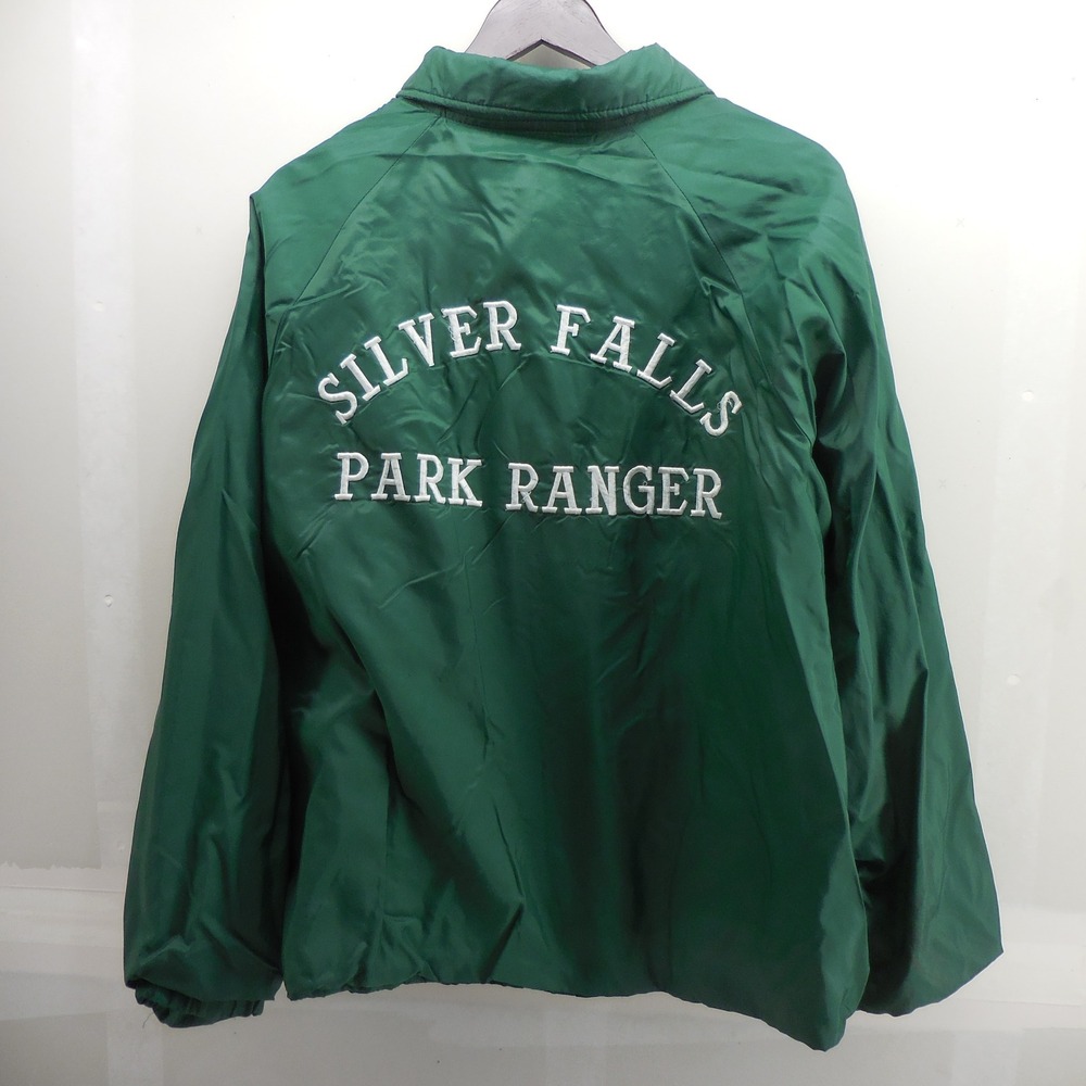 Vintage Nylons Silver Falls State Park Ranger Jacket Green Nylon XL Made USA